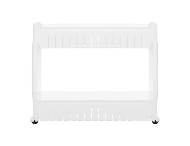 Mobile kitchen shelf on wheels, white