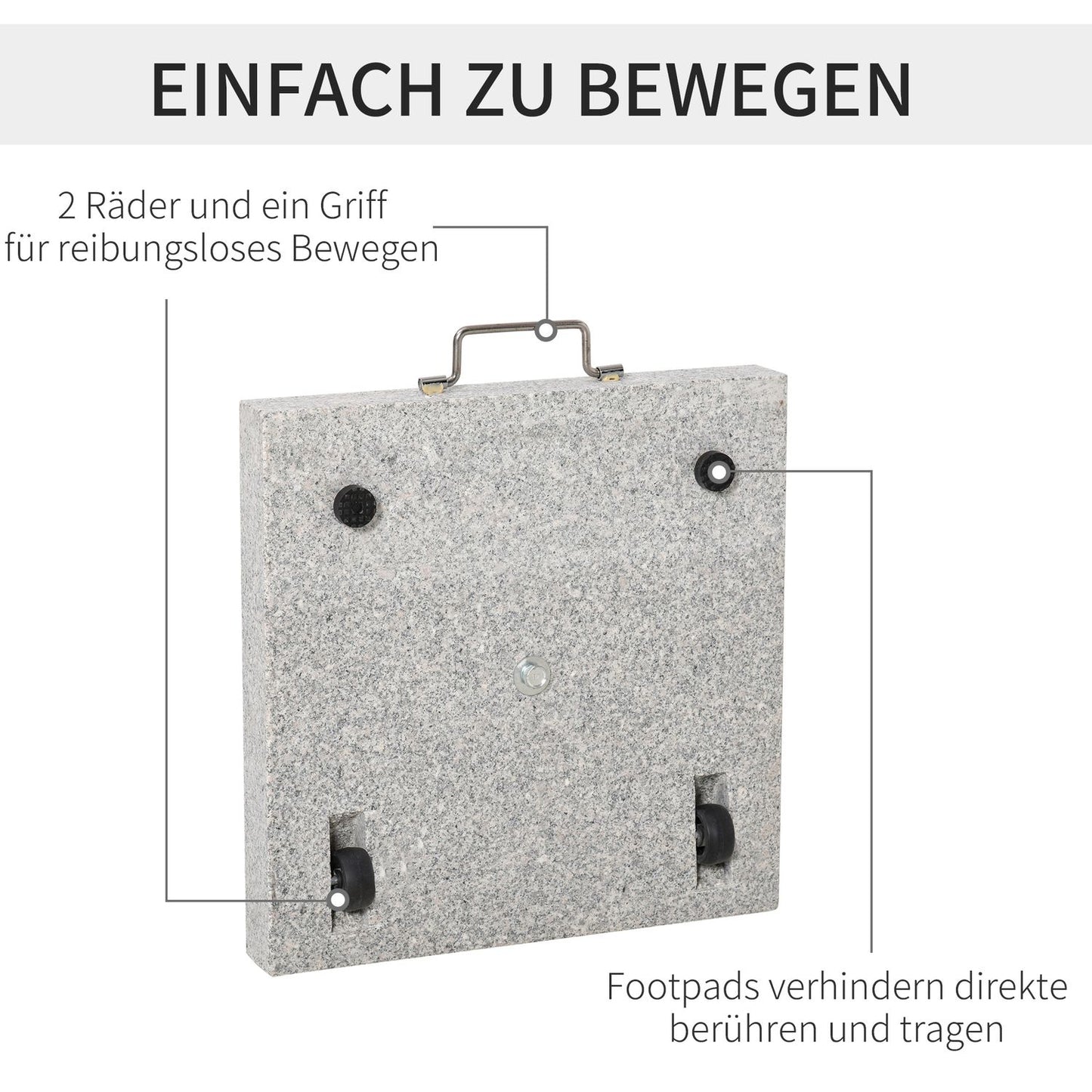 Umbrella base in marble, 28 kg stand in stainless steel