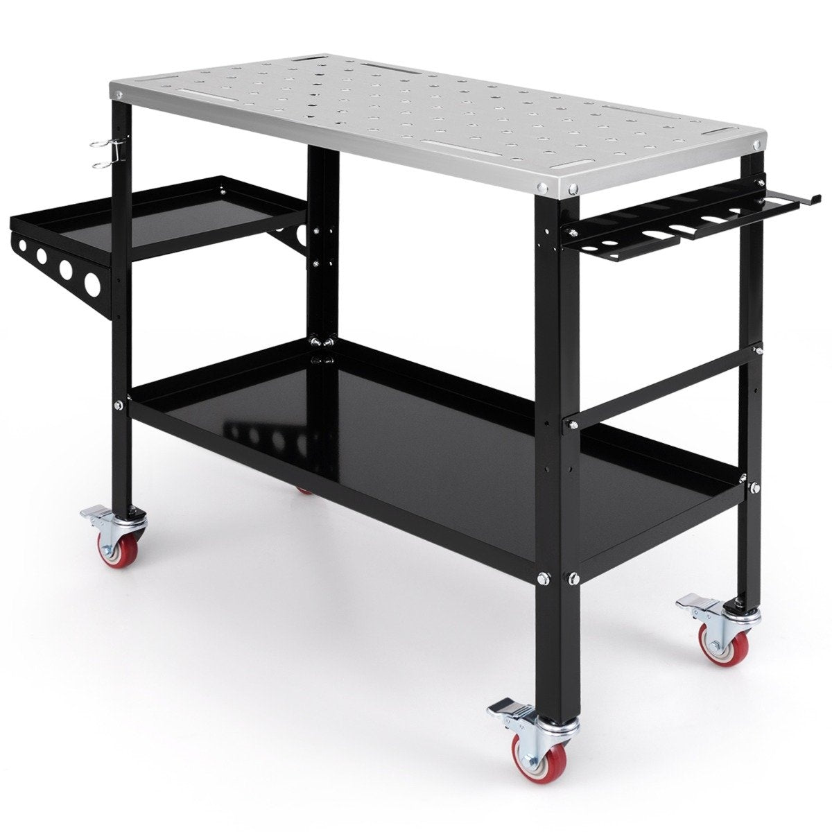 Mobile welding table with φ 1.6cm holes & tool stand & 8 tool slots