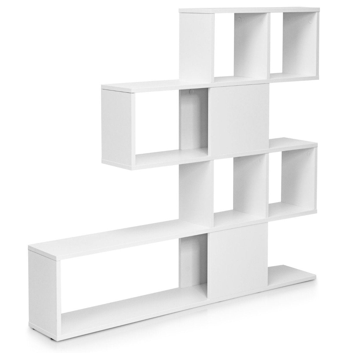 Modern 5 Tier Ladder Style Wooden Room Divider for Books 120 x 19.5 x 109 cm White