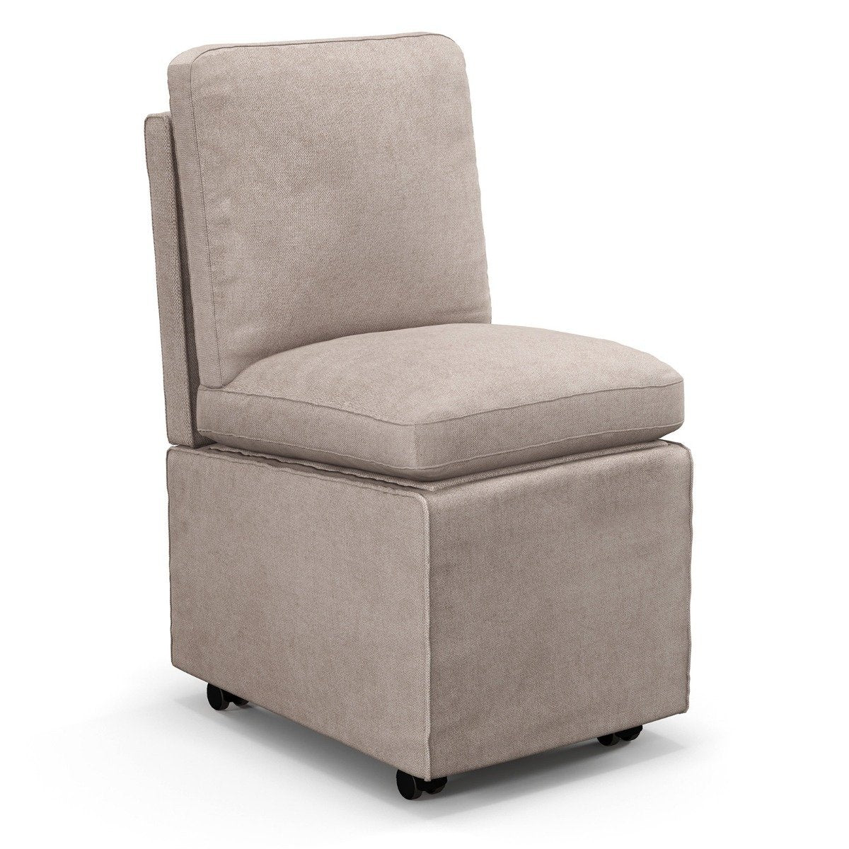Modern Armless Accent Chair with Resistance Casters & Removable Thickened Cushion Leisure Chair 48 x 61.5 x 84 cm