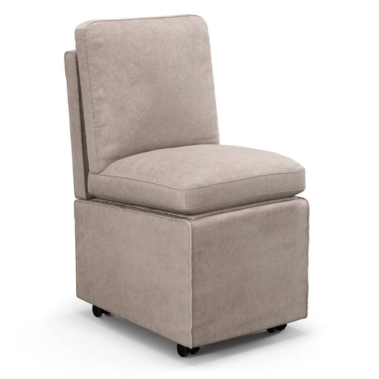 Modern Armless Accent Chair with Resistance Casters & Removable Thickened Cushion Leisure Chair 48 x 61.5 x 84 cm