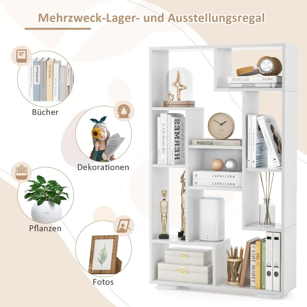 Modern Bookshelf with Open Shelves & Anti-Tip Design