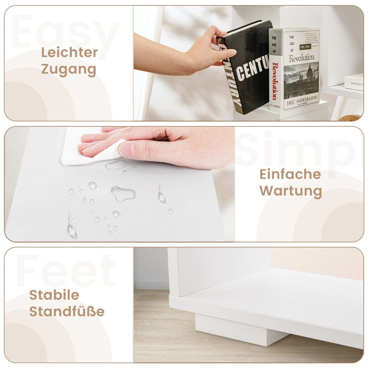 Modern Bookshelf with Open Shelves & Anti-Tip Design