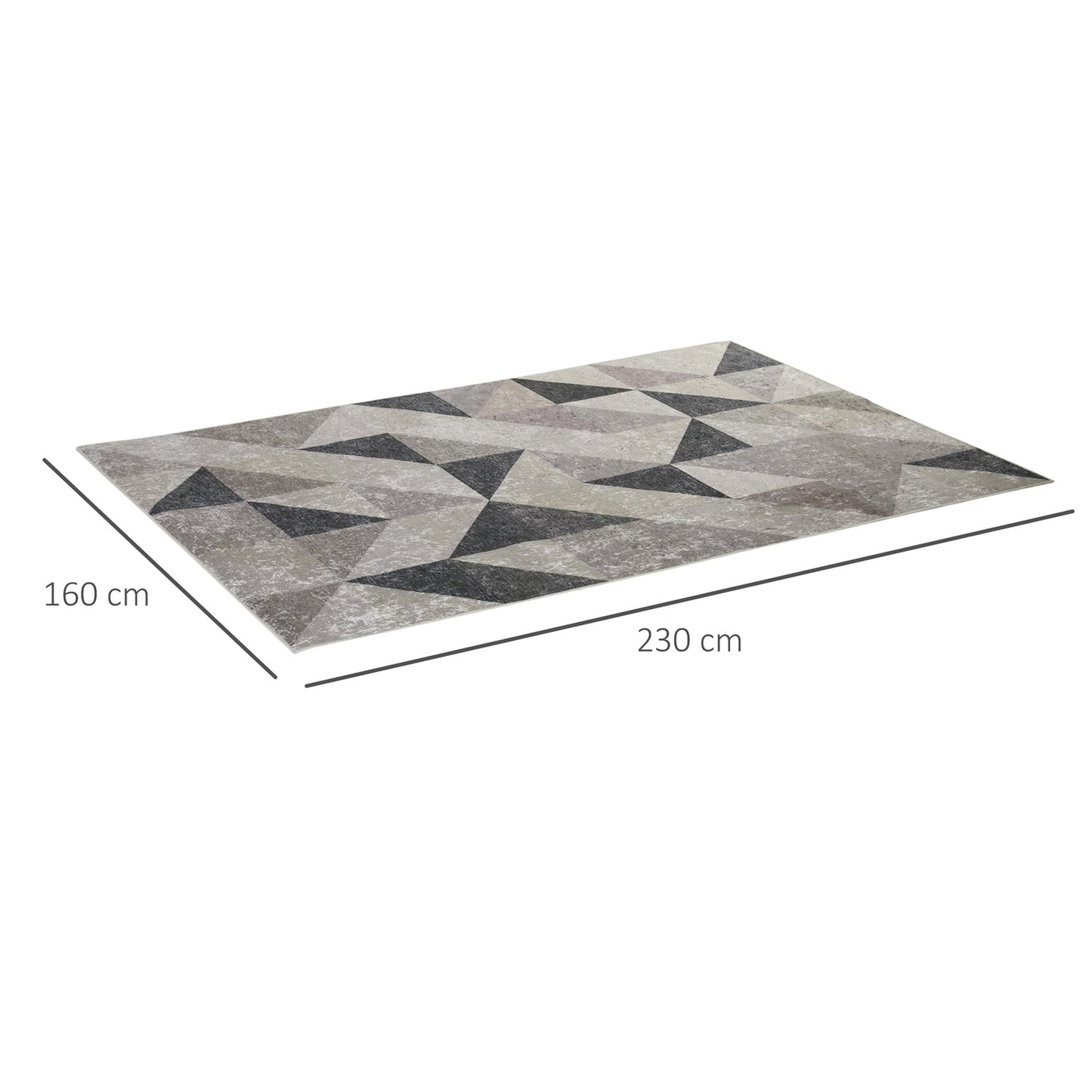 Geometric modern rug 230x160 cm for living room, grey/black/white