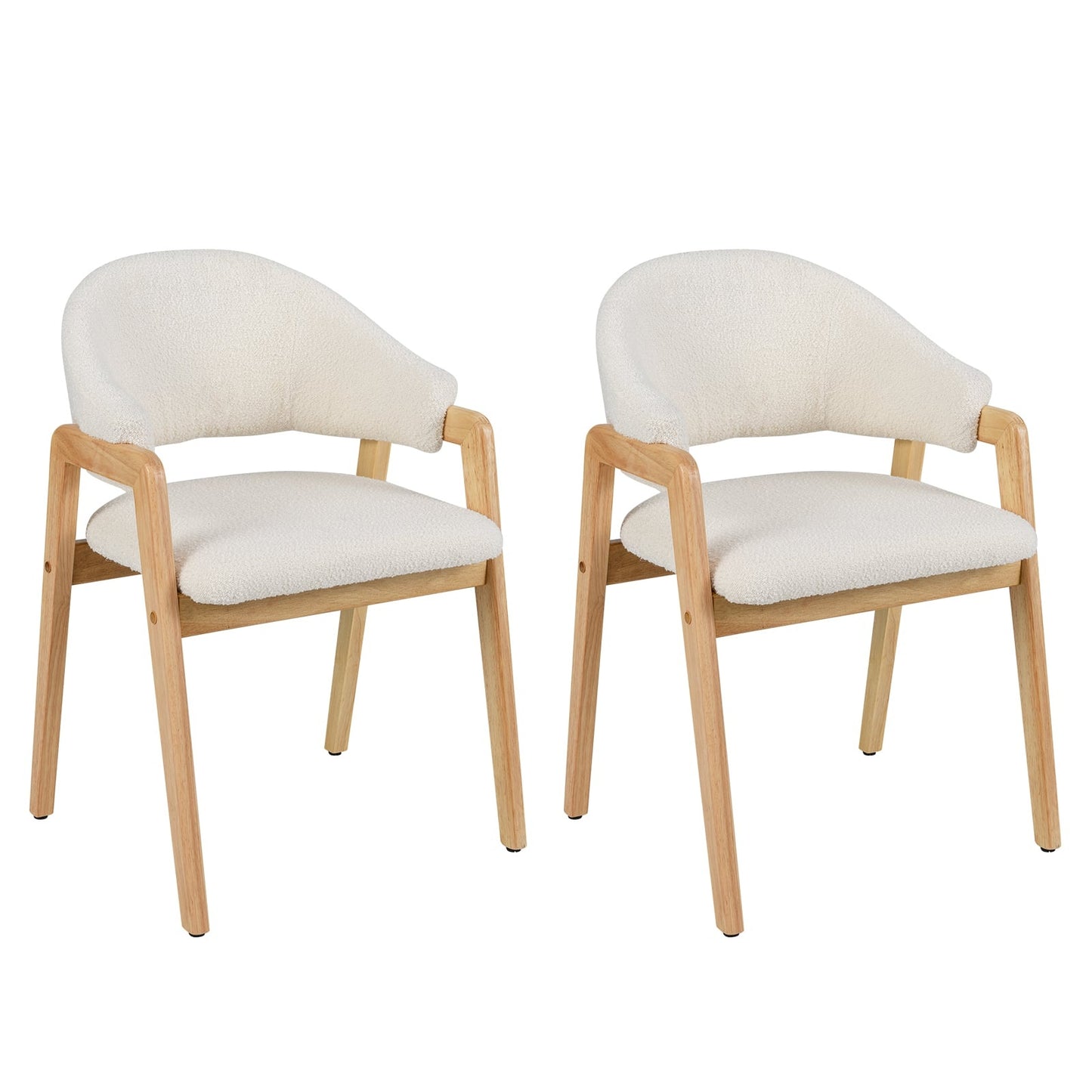 Modern Dining Chairs Set of 2, Padded Seat, White