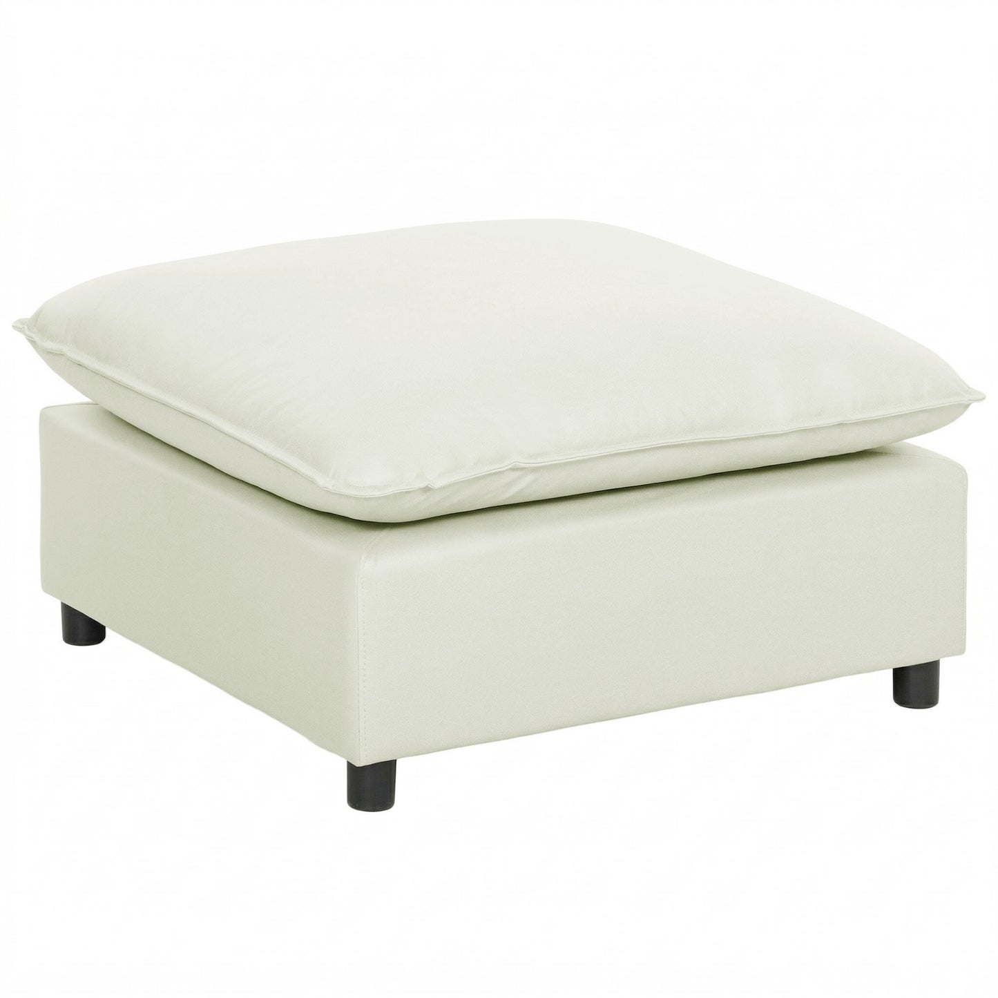 Modern Fabric Ottoman with Plastic Legs, 75 cm, Cream White