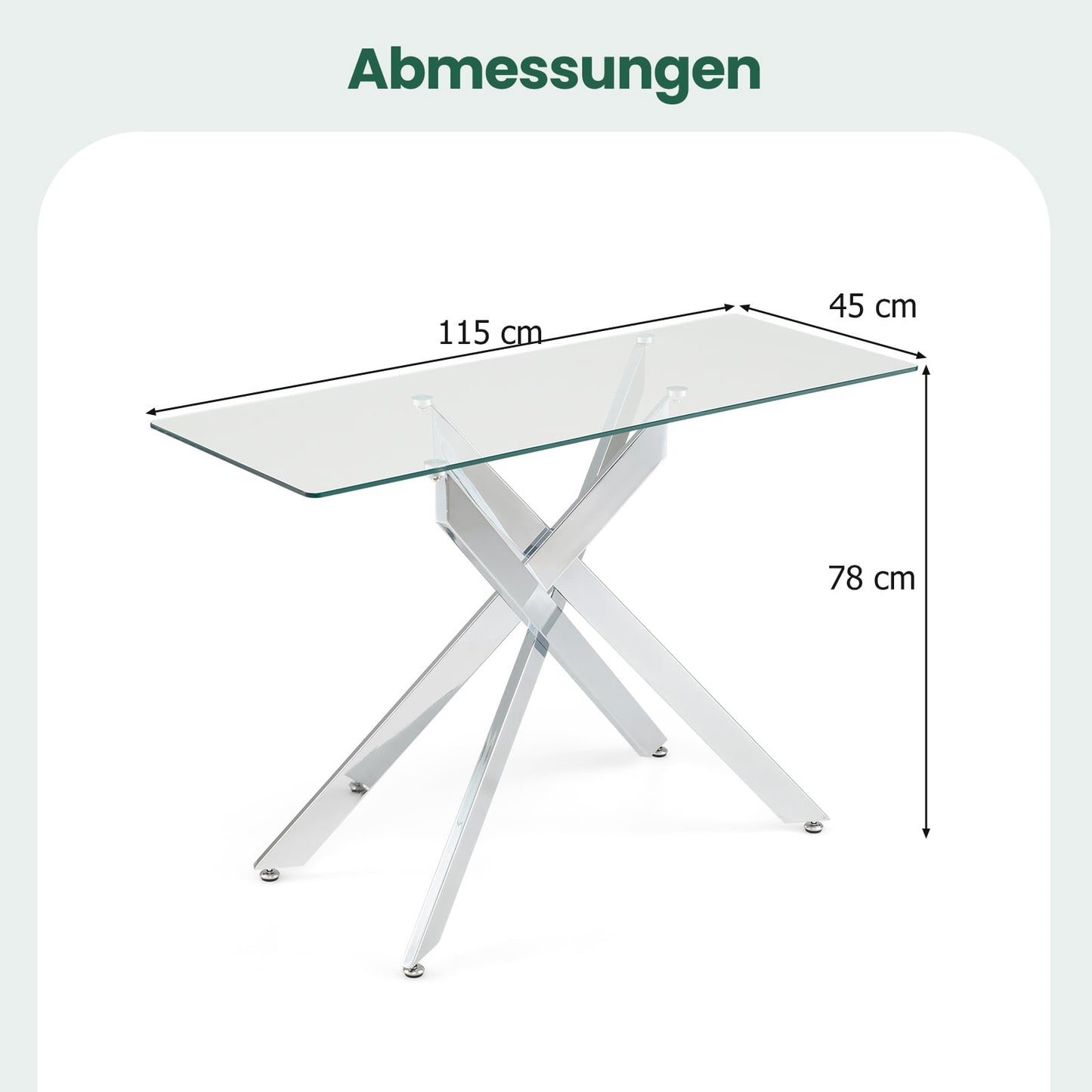 Modern Glass Console Table – Tempered Glass & Metal