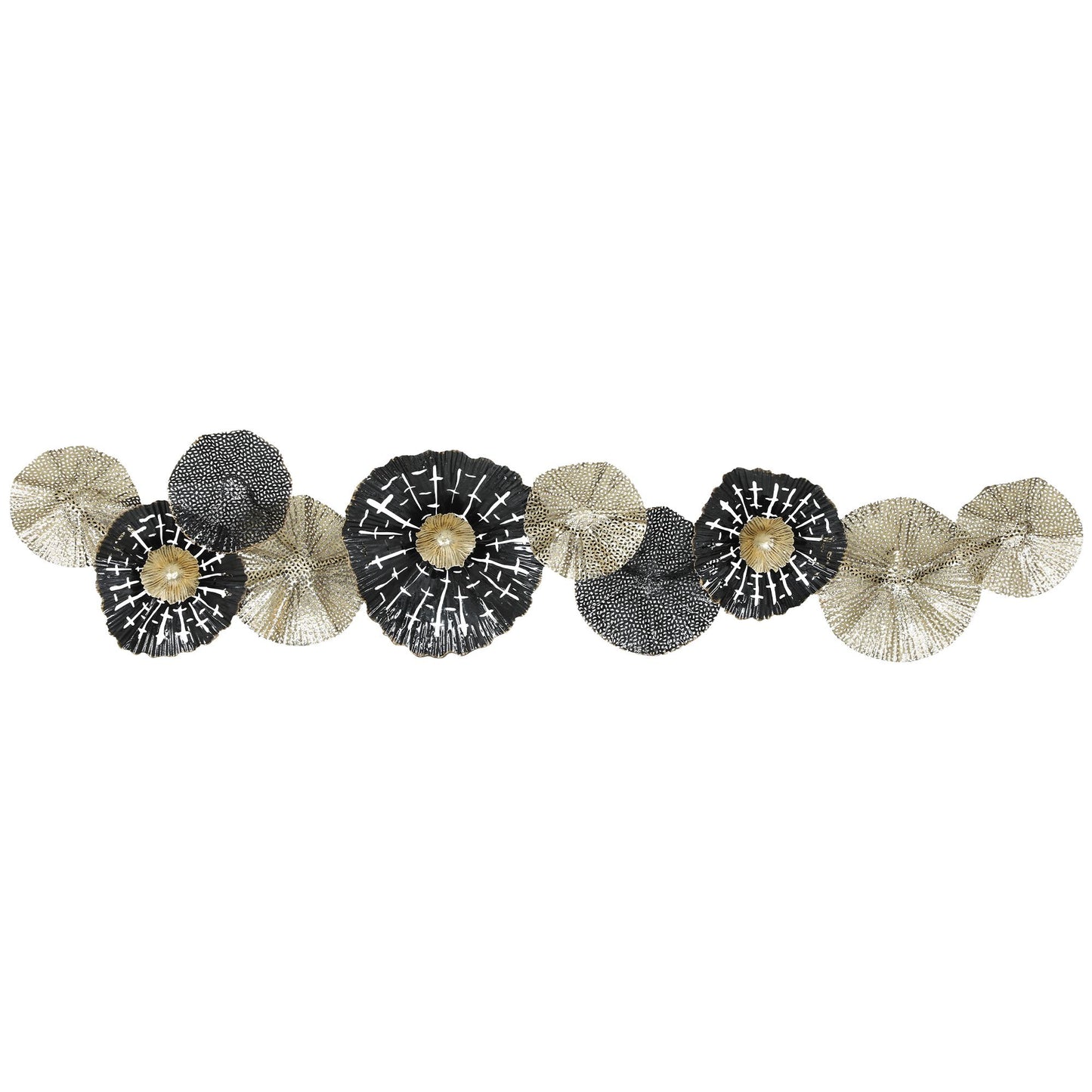 Modern Metal Wall Art – Black & Gold, 134 x 7 x 29 cm