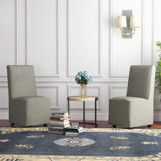 Modern armless accent chair with resistance casters & removable cover comfortable reading chair 47 x 60.5 x 98 cm