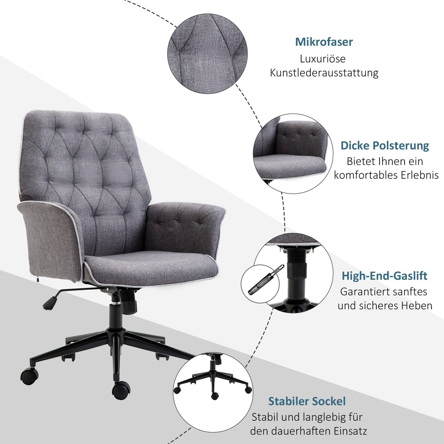 Office chair with tilt function, height adjustable, dark grey