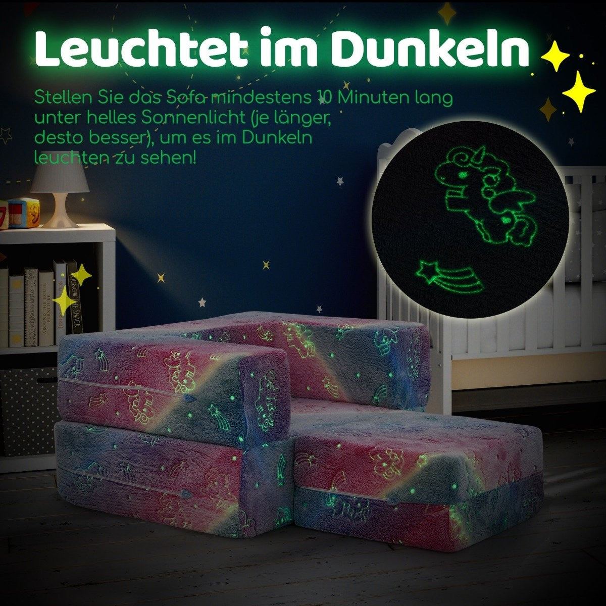 Modular Kids Sofa – Glow-in-the-Dark Play Couch, 71x53x34.5 cm