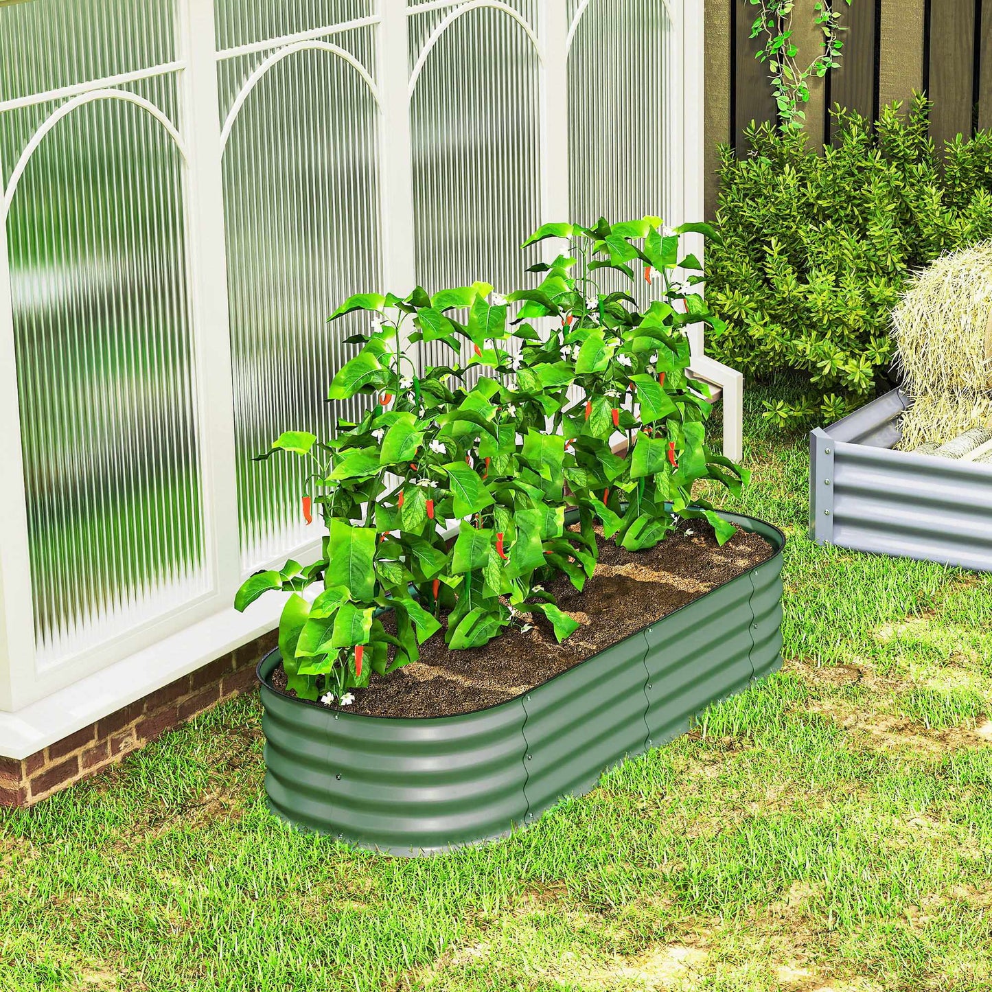 Modular Raised Garden Bed, Metal, Open Base, 150x62x30 cm