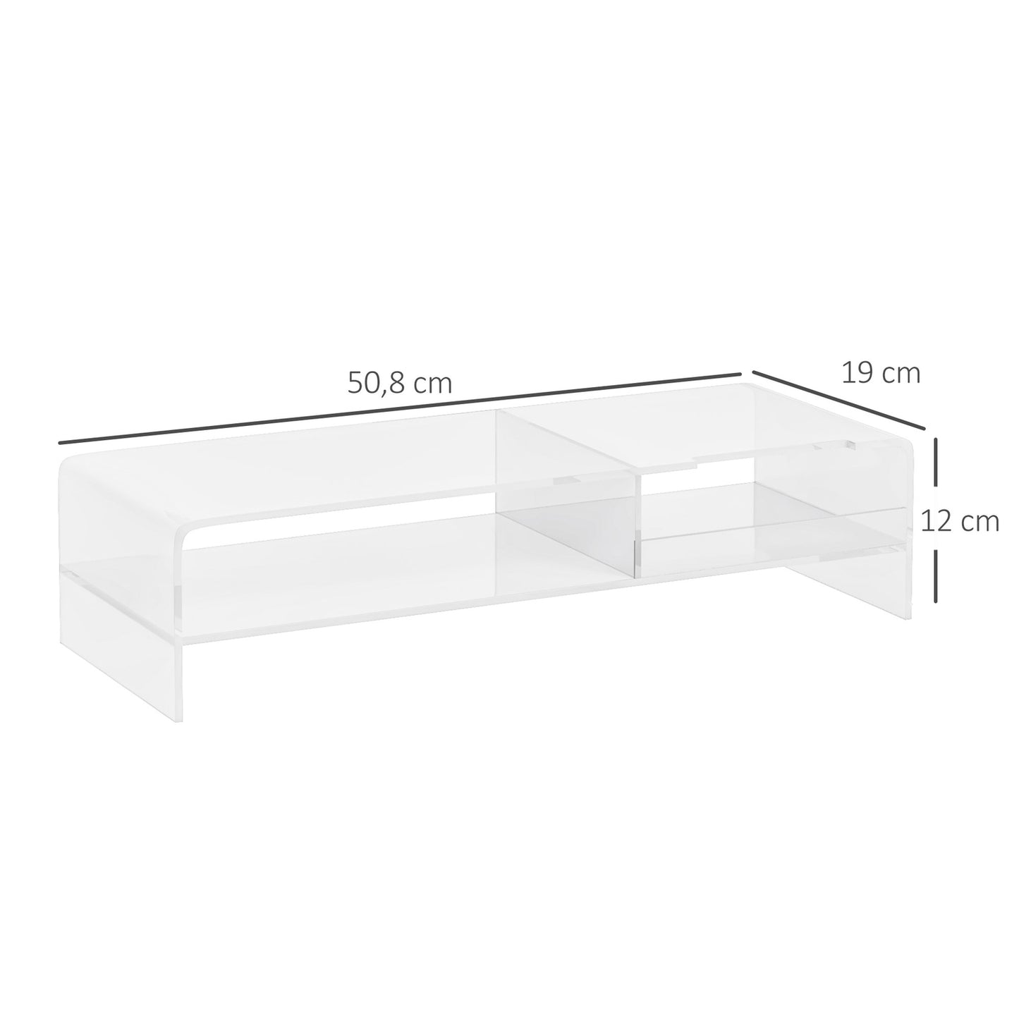 Acrylic monitor stand with storage for 24" screen, PC, laptop
