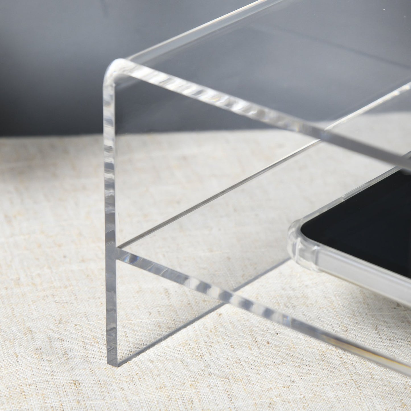 Acrylic monitor stand with storage for 24" screen, PC, laptop