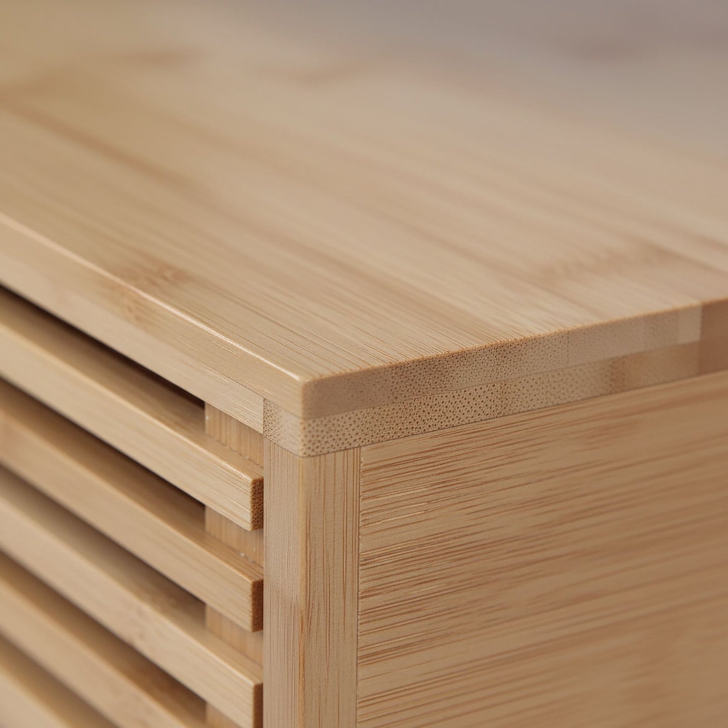 Monitor Stand with 3 Compartments, Bamboo Finish