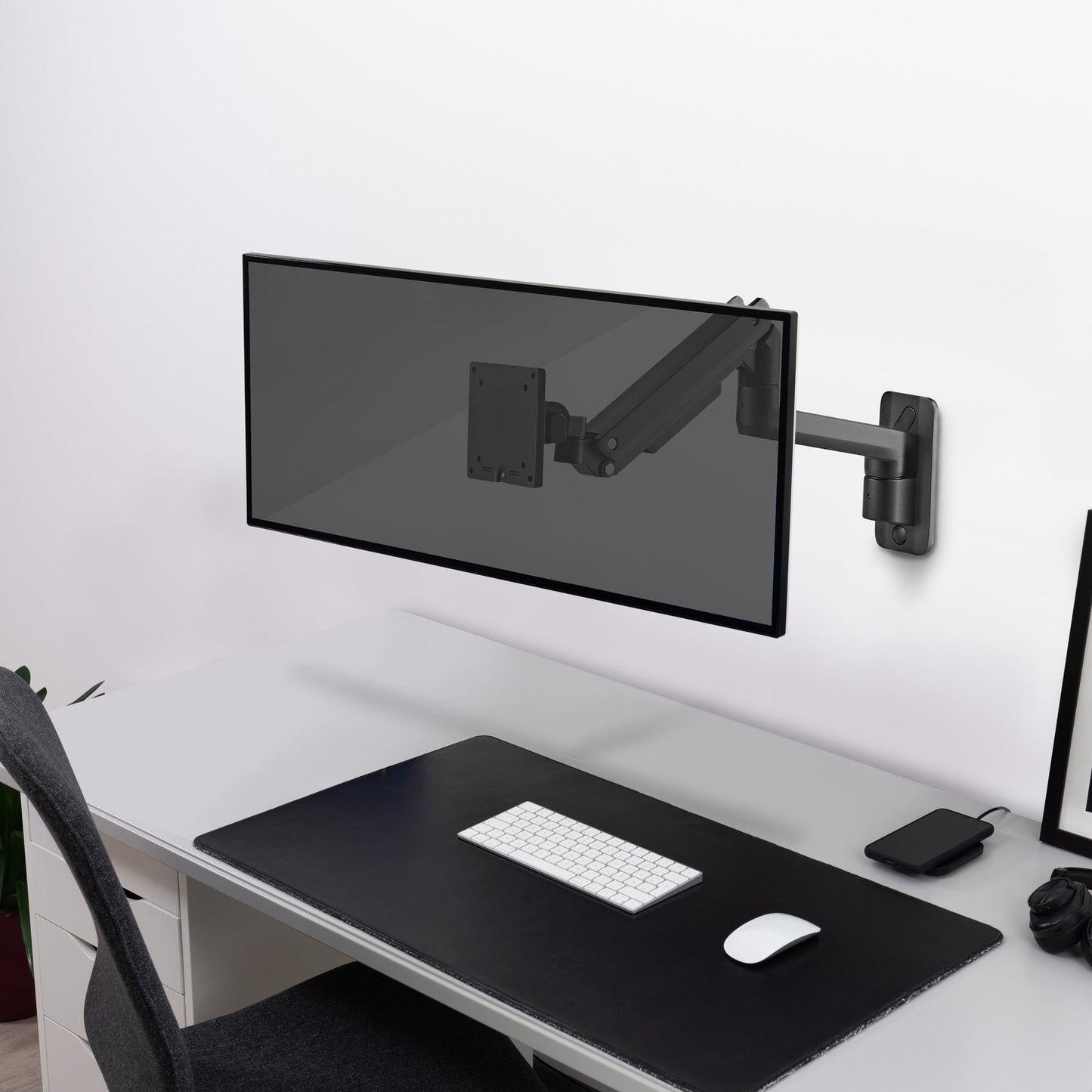 Monitor arm Wall mount 17-49" gas spring 424mm max 20kg