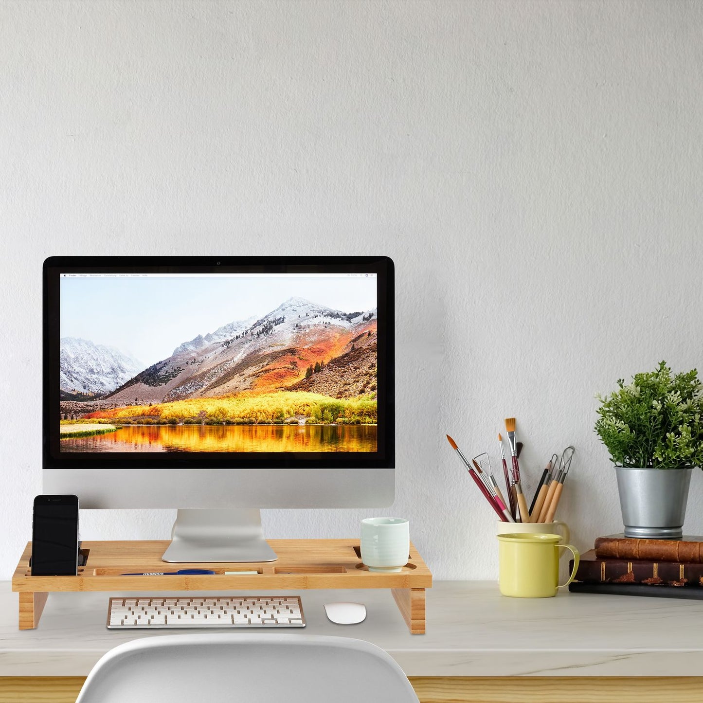Monitor stand in bamboo