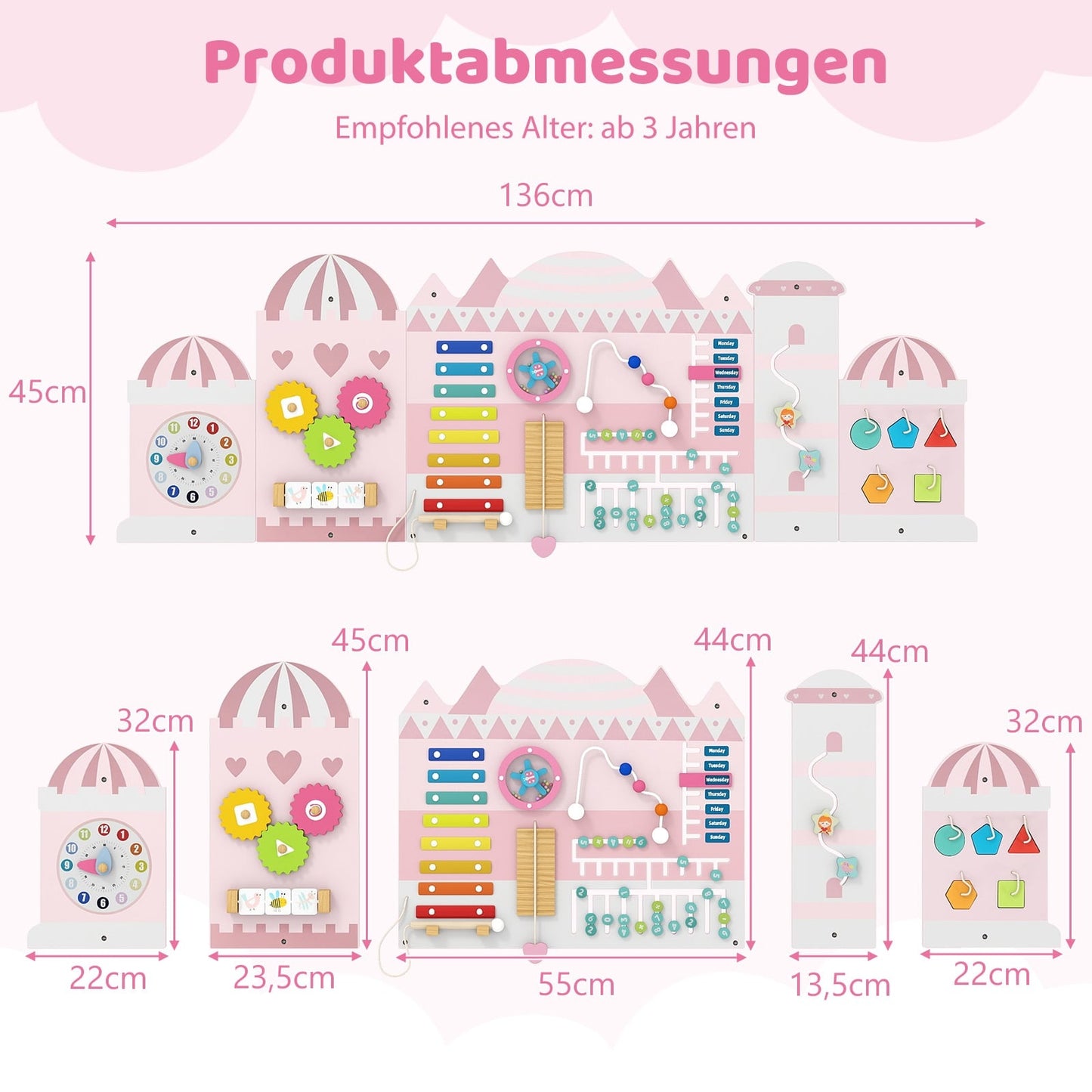 Montessori Activity Wall for Kids, 11-in-1 Wooden Toy