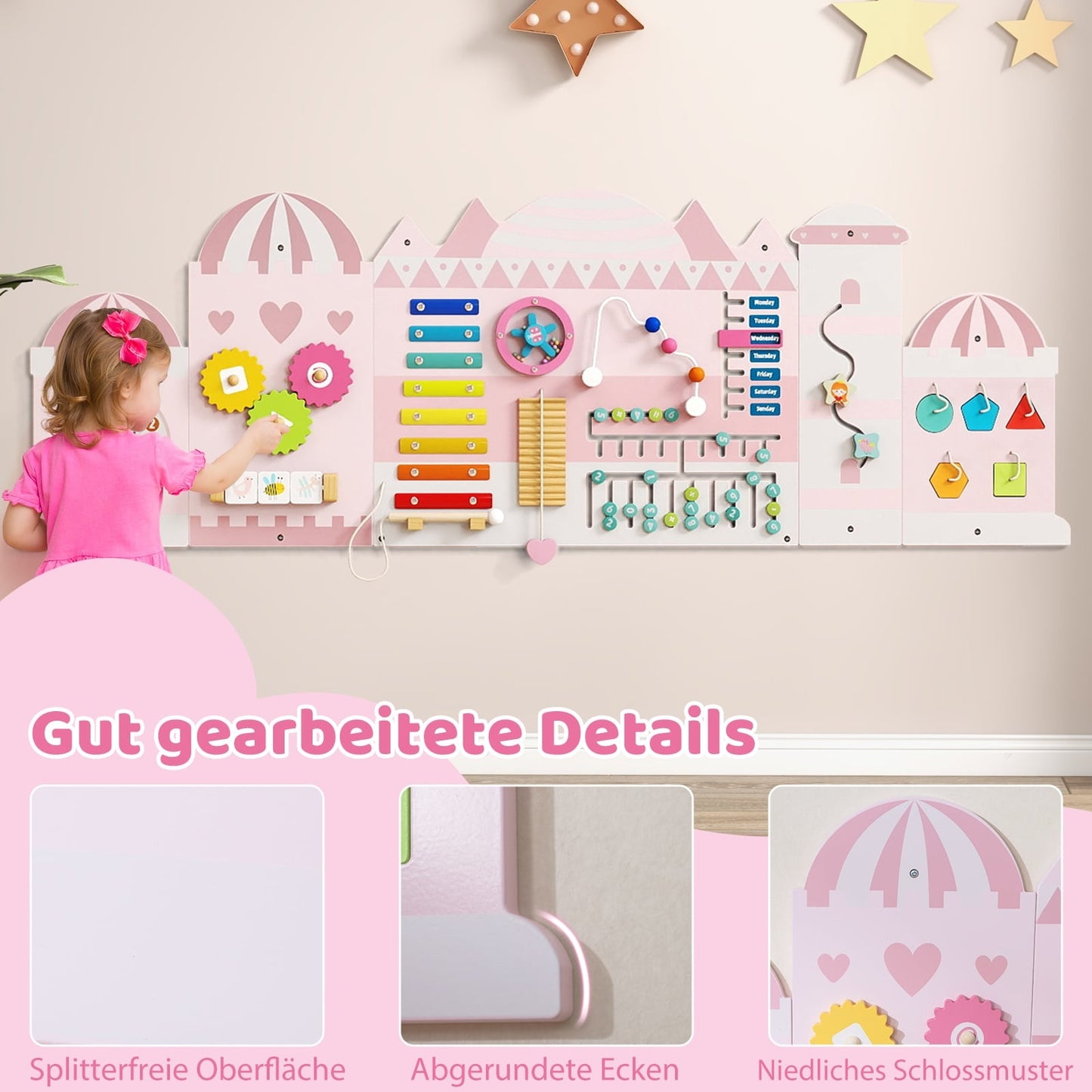 Montessori Activity Wall for Kids, 11-in-1 Wooden Toy