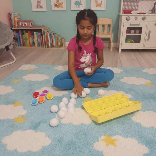 Montessori Egg Puzzle Set, 12 Colorful Shape Matching Eggs