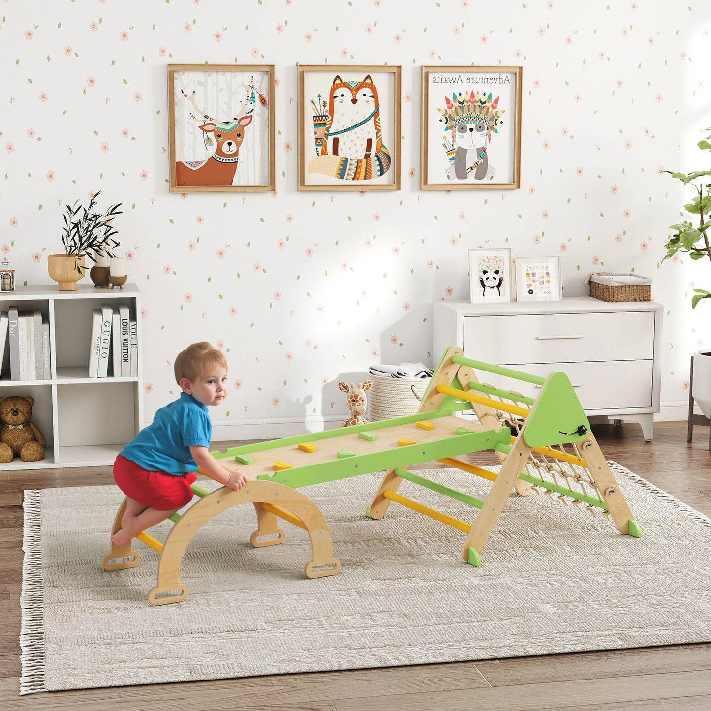 Montessori Indoor Climbing Set – 8-in-1 Triangle, Arch, Slide