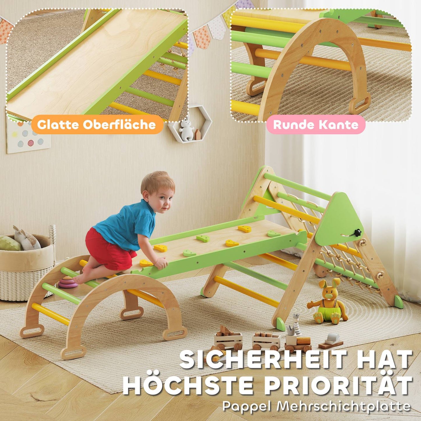 Montessori Indoor Climbing Set – 8-in-1 Triangle, Arch, Slide