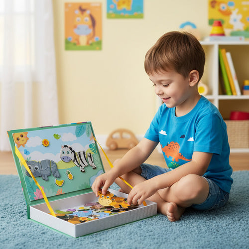 Montessori Magnetic Puzzle – African Animals, 47 Pieces