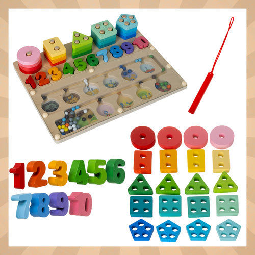 Montessori Wooden Educational Sorter – 3-in-1 Toy, 30×22.5 cm
