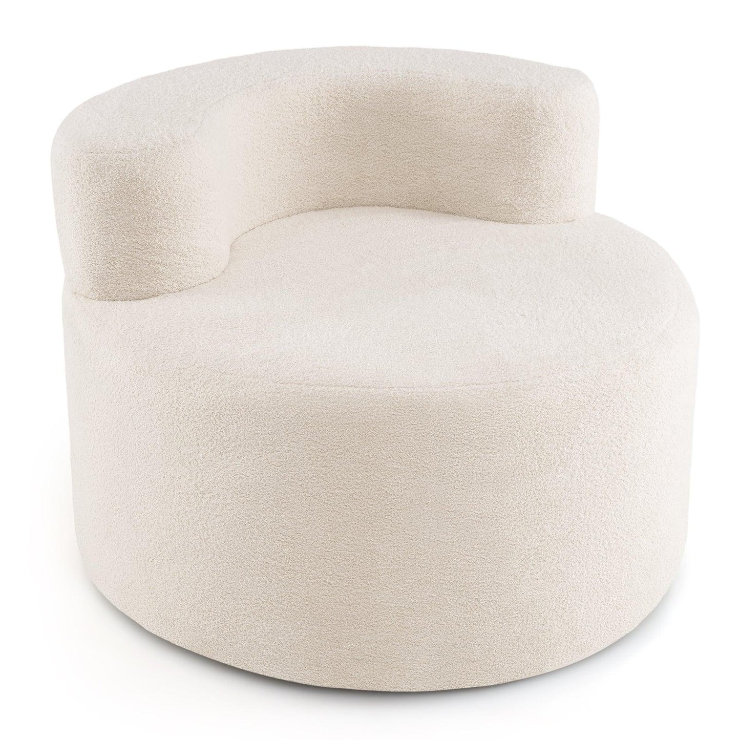 Moon-Shaped Bean Bag Chair, Beige, Soft Teddy Fleece