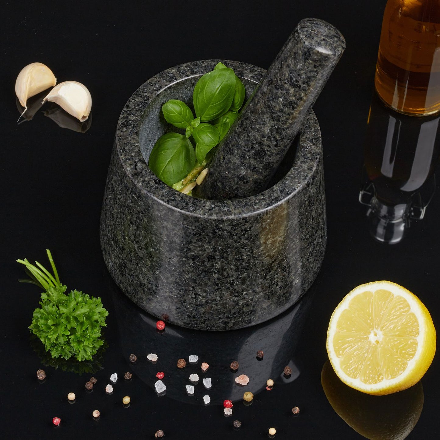 Mortar granite with impact