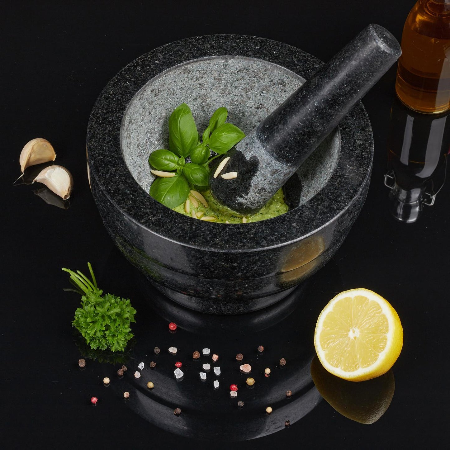 Mortar granite with impact