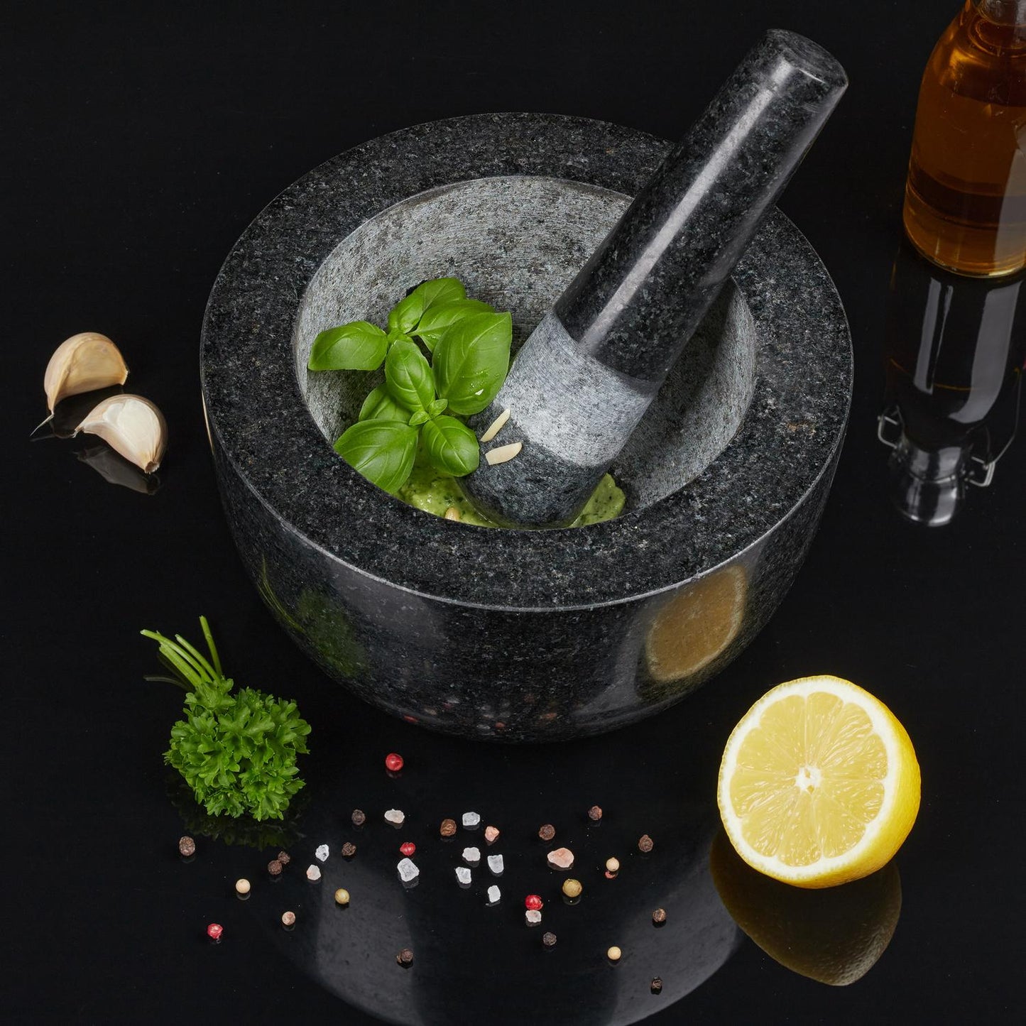 Mortar granite with impact