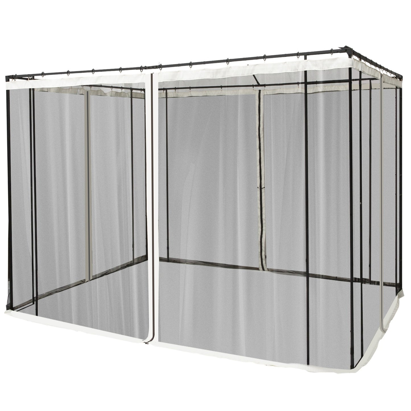 Mosquito Net Gazebo - Black, 3x3m, Zip Nylon Mesh, 4 panels