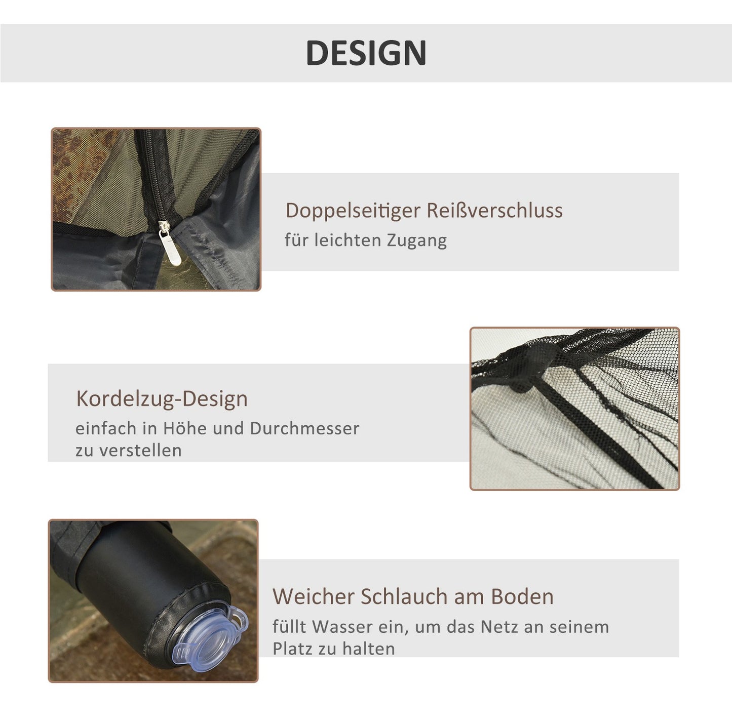Mosquito Net for 3m Umbrellas with Zipper & Water Tube
