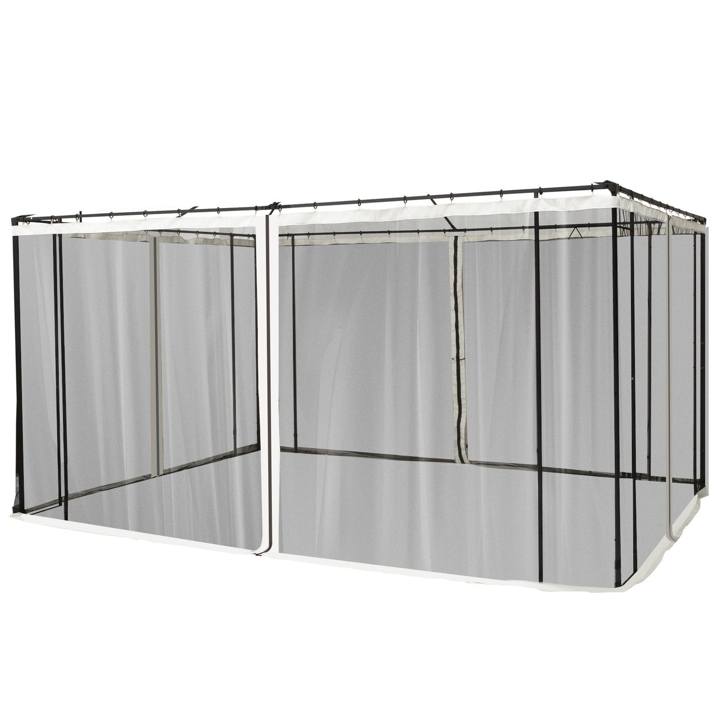 Mosquito net for 3x4 Gazebo, 4 panels, zipper, black nylon