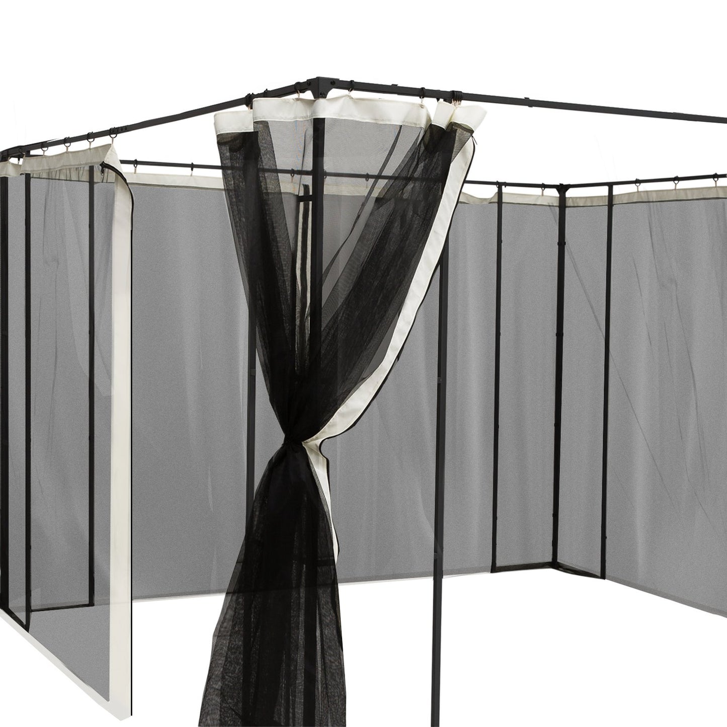 Mosquito net for 3x4 Gazebo, 4 panels, zipper, black nylon