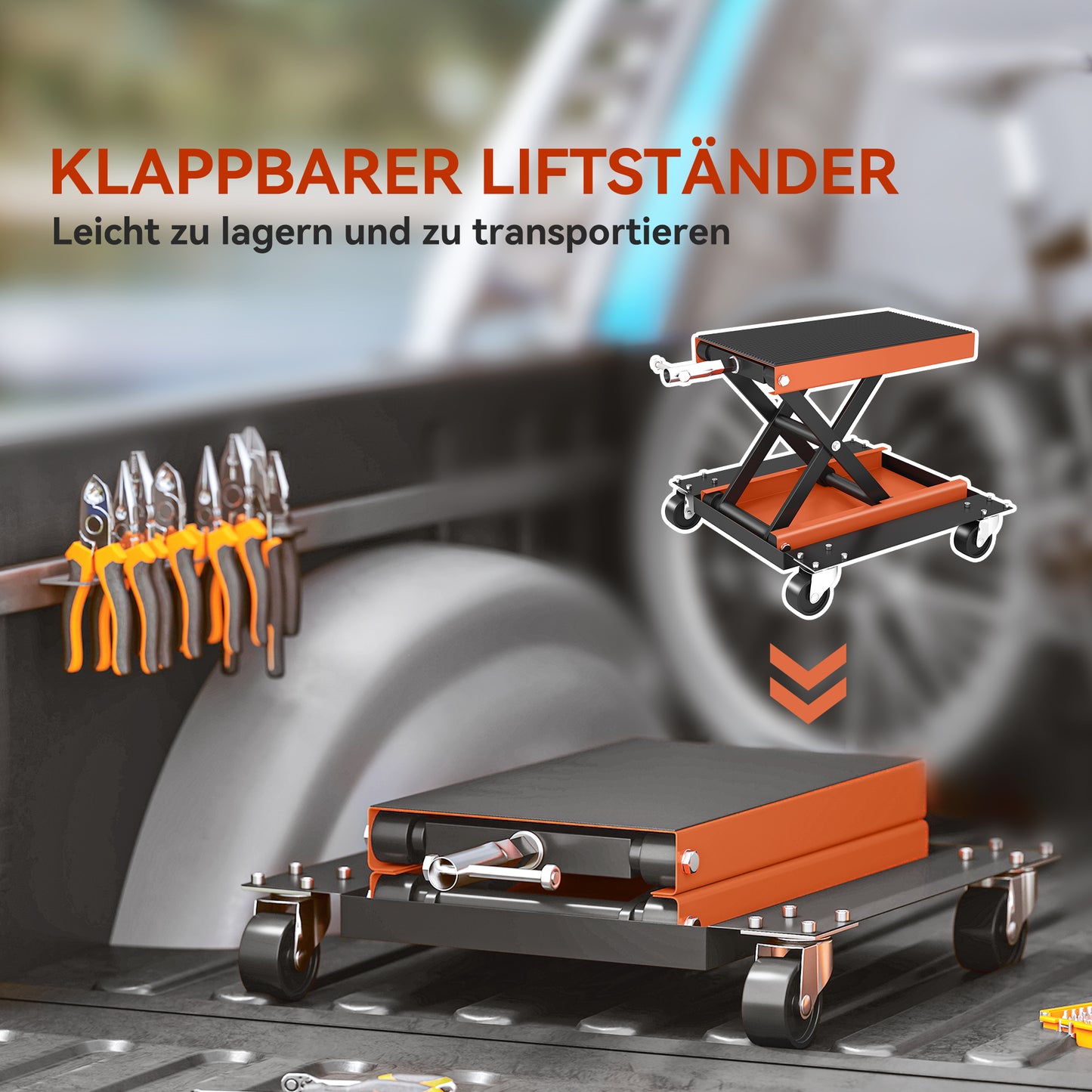 Motorcycle Lift Stand, 500 kg Capacity, Adjustable Height