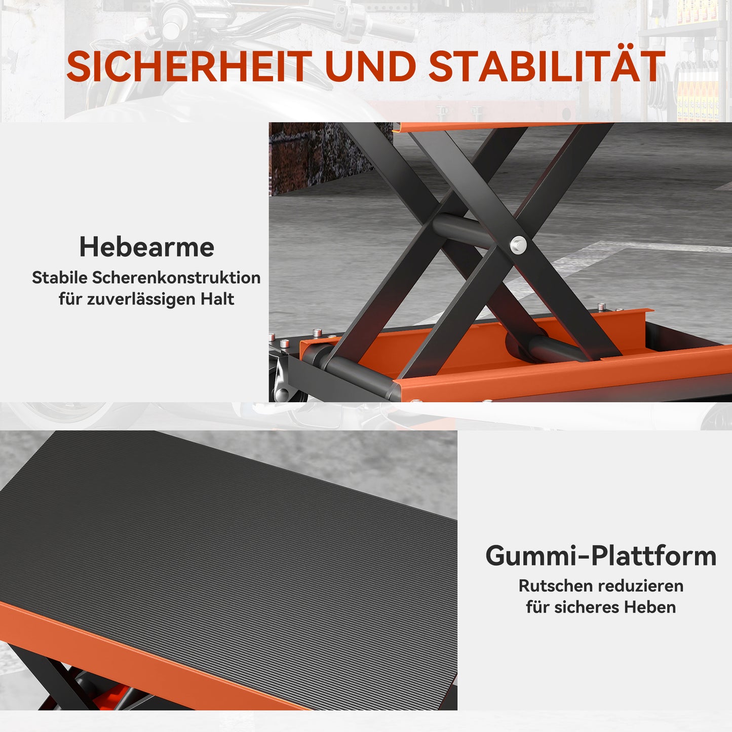 Motorcycle Lift Stand, 500 kg Capacity, Adjustable Height