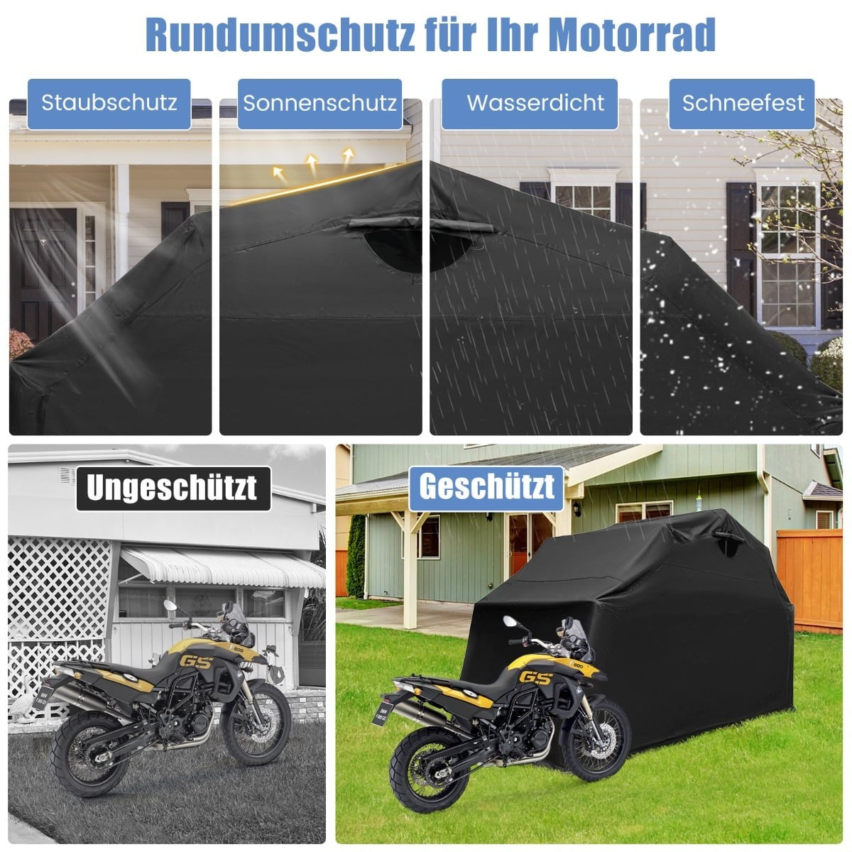 Motorcycle Shelter, 600D Oxford Fabric, 345x137x190 cm