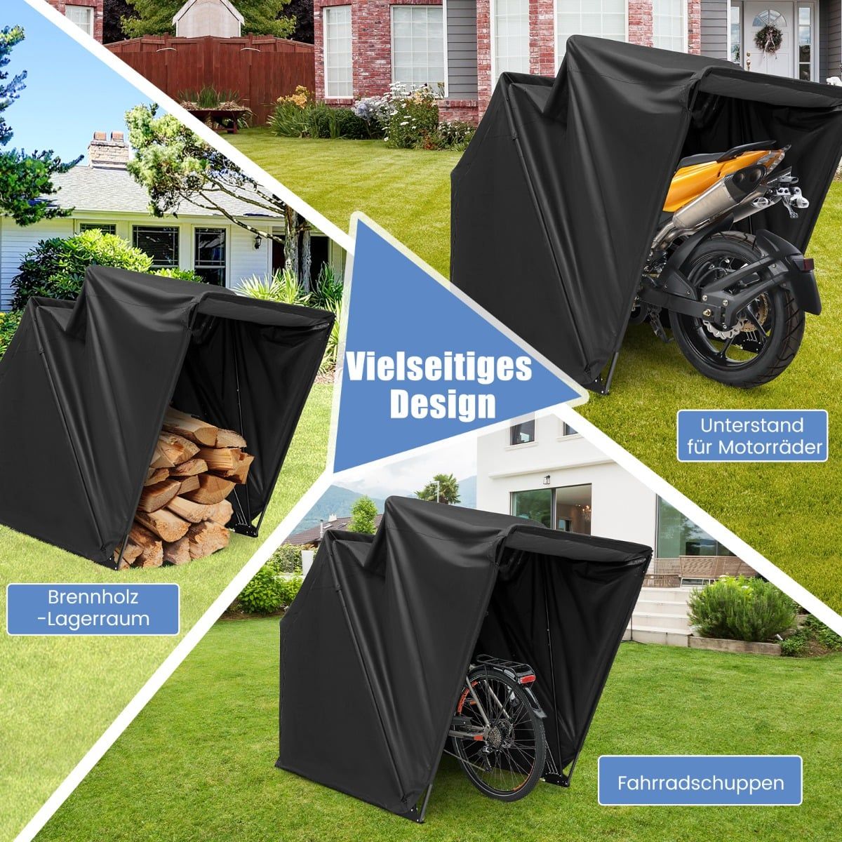 Motorcycle Shelter, 600D Oxford Fabric, 345x137x190 cm