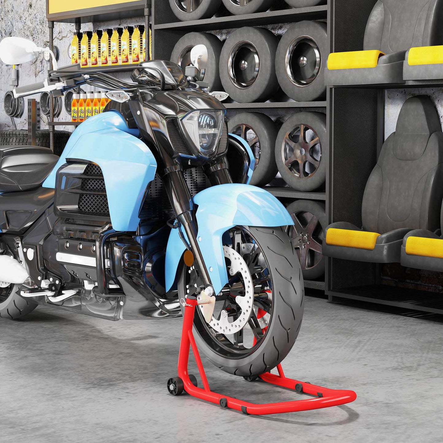 Motorcycle Stand Set, Front/Rear, Steel, 544 kg Capacity