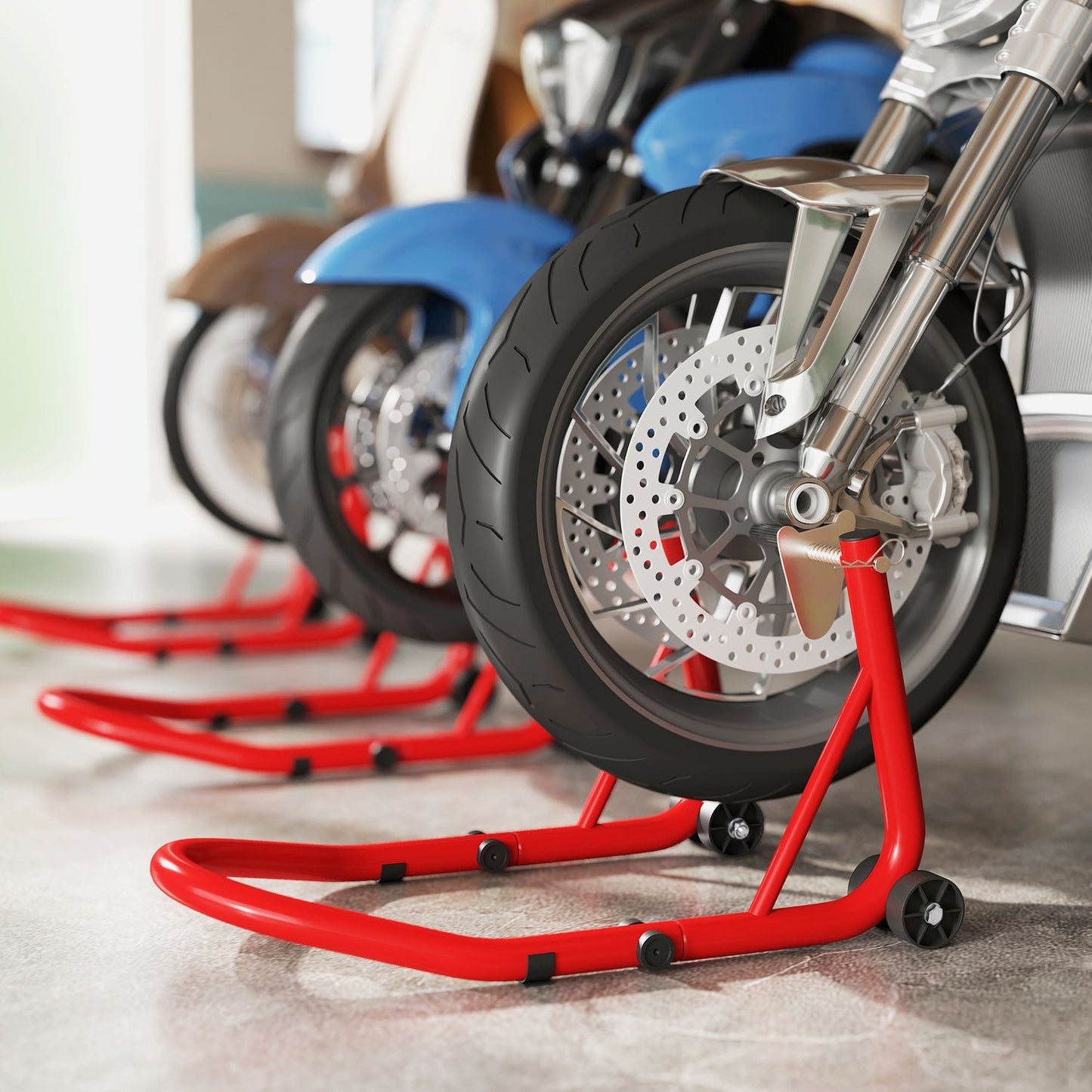 Motorcycle Stand Set, Front/Rear, Steel, 544 kg Capacity