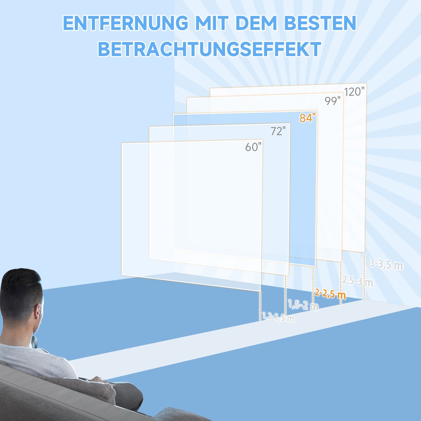 Motorized 84"" Projector Screen, 16:9, Remote Control