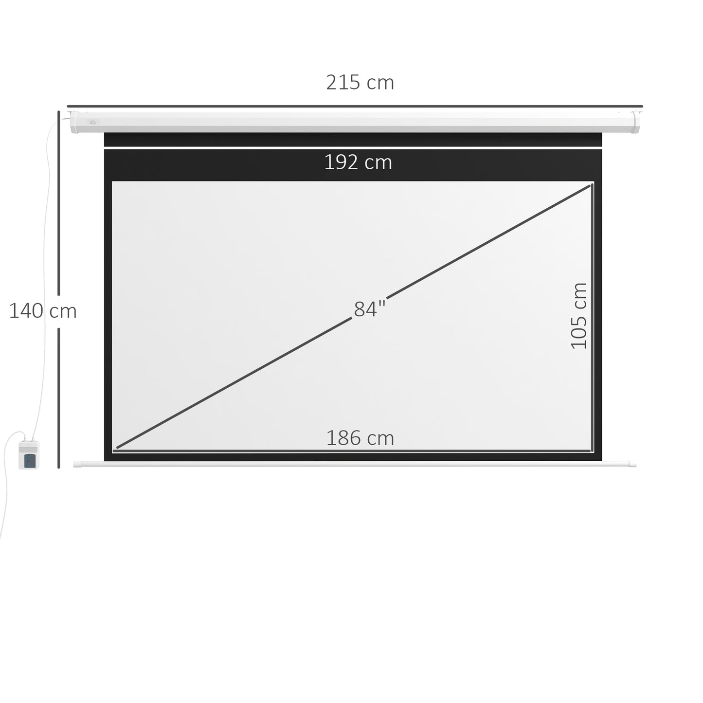 Motorized 84"" Projector Screen, 16:9, Remote Control