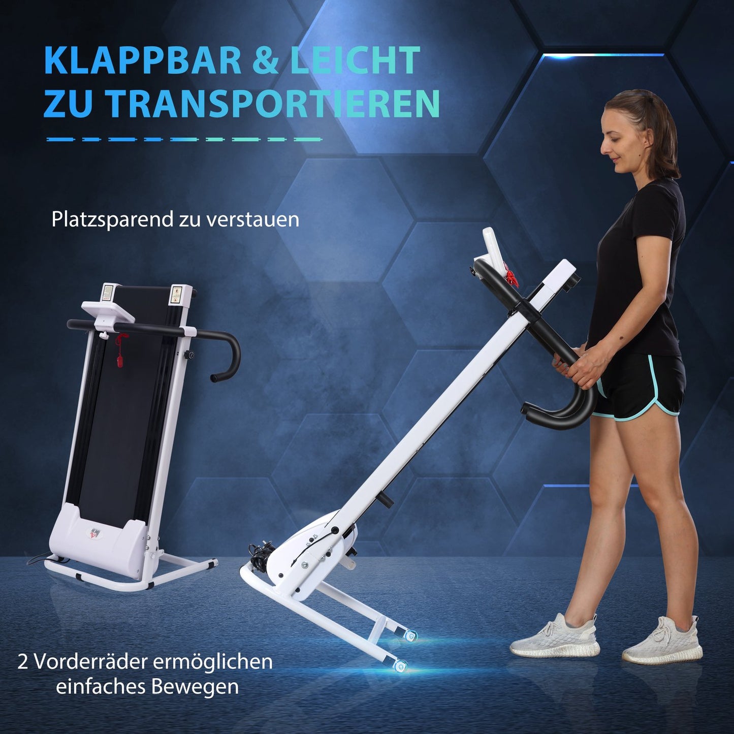 Motorized folding treadmill, 12 programs, 100 kg capacity