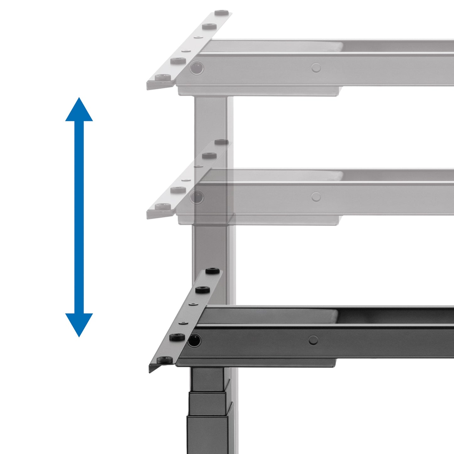 Motorized Height-Adjustable Desk Frame, Black, Dual Motors