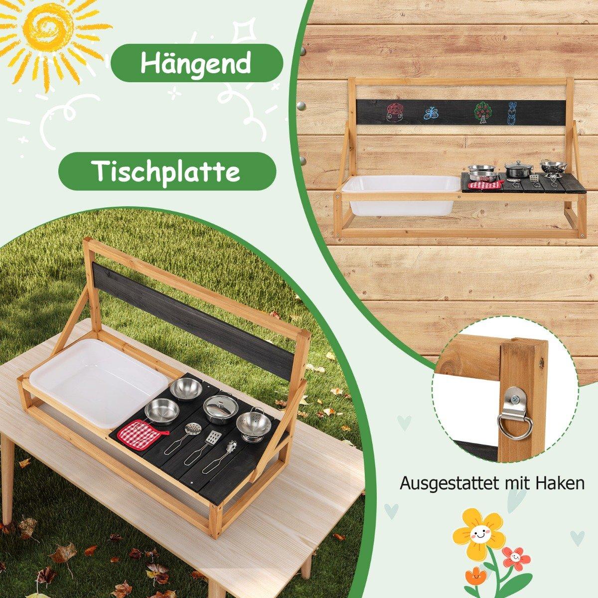 Mud kitchen children's outdoor children's kitchen fir wood with accessories natural 81 x 36 x 49 cm