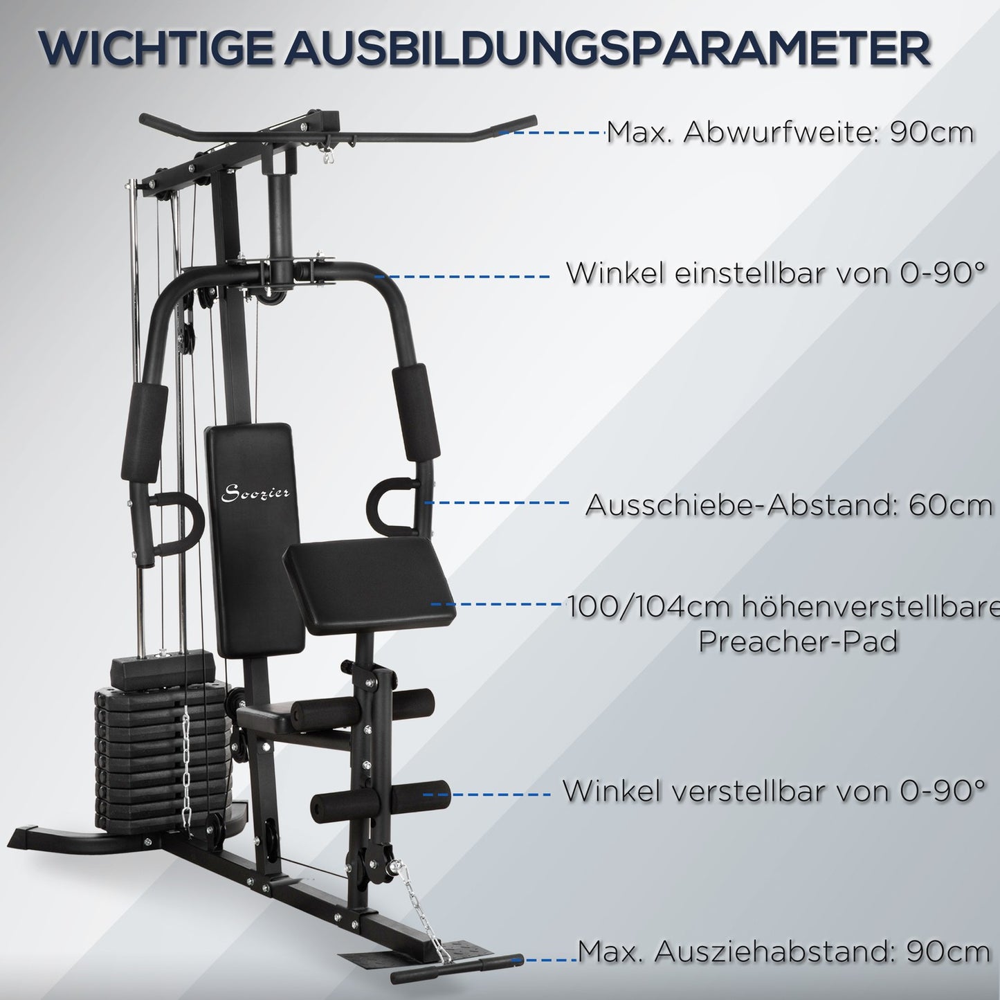 Multifunctional gym station, Lat Pull/Butterfly, 45 kg weights