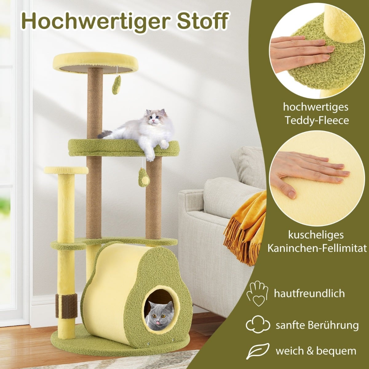 Multi-Level Cat Tree with Private Condo, 59x59x125 cm